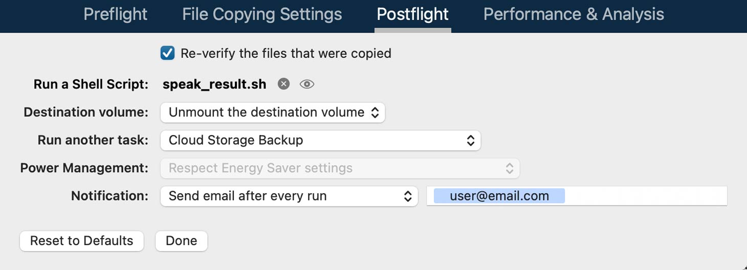 Carbon Copy Cloner advanced options — customise every task